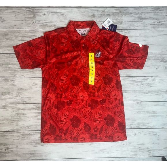 Champion UGA University of Georgia Red Floral Polo Size Small, Medium NWT - Picture 1 of 6